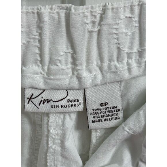 Kim Rogers White Embroidered Crop Pants Women's 6P Beach Summer Capris - Picture 3 of 5